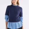 Sweter z dzianiny Luft Lurex – granatowo-miedziany Sweter z dzianiny Luft Lurex – granatowo-miedziany
