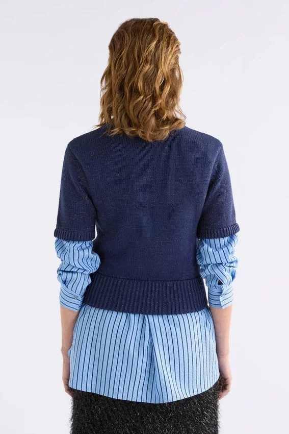 Sweter z dzianiny Luft Lurex – granatowo-miedziany Sweter z dzianiny Luft Lurex – granatowo-miedziany