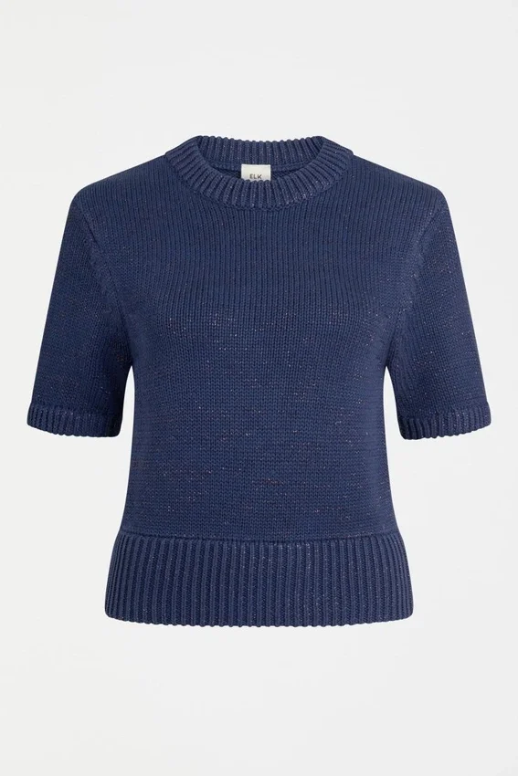 Sweter z dzianiny Luft Lurex – granatowo-miedziany Sweter z dzianiny Luft Lurex – granatowo-miedziany